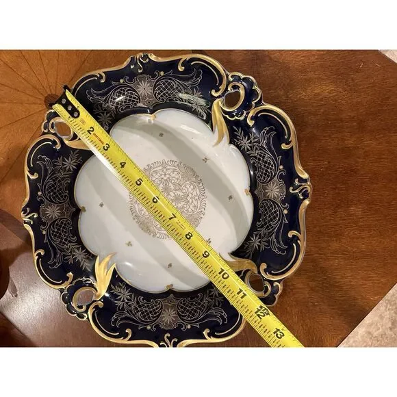 VTG ECHT WEIMAR PORZELLAN PORCELAIN KOBALT COBALT ILSE BOWL GERMANY CENTER PIECE